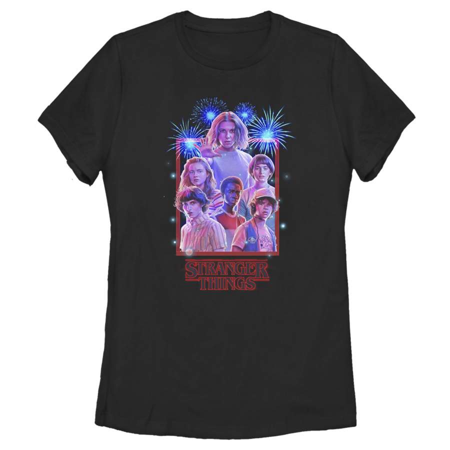 Stranger Things Women’s Fourth of July  Character Frame  T Shirt