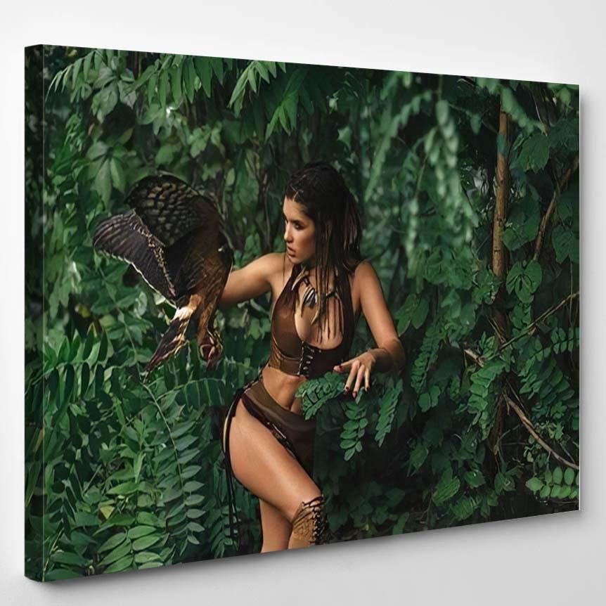 Aggressivesexual Wild Girl Wanders Jungle Tamed – Eagle Animals Canvas Print