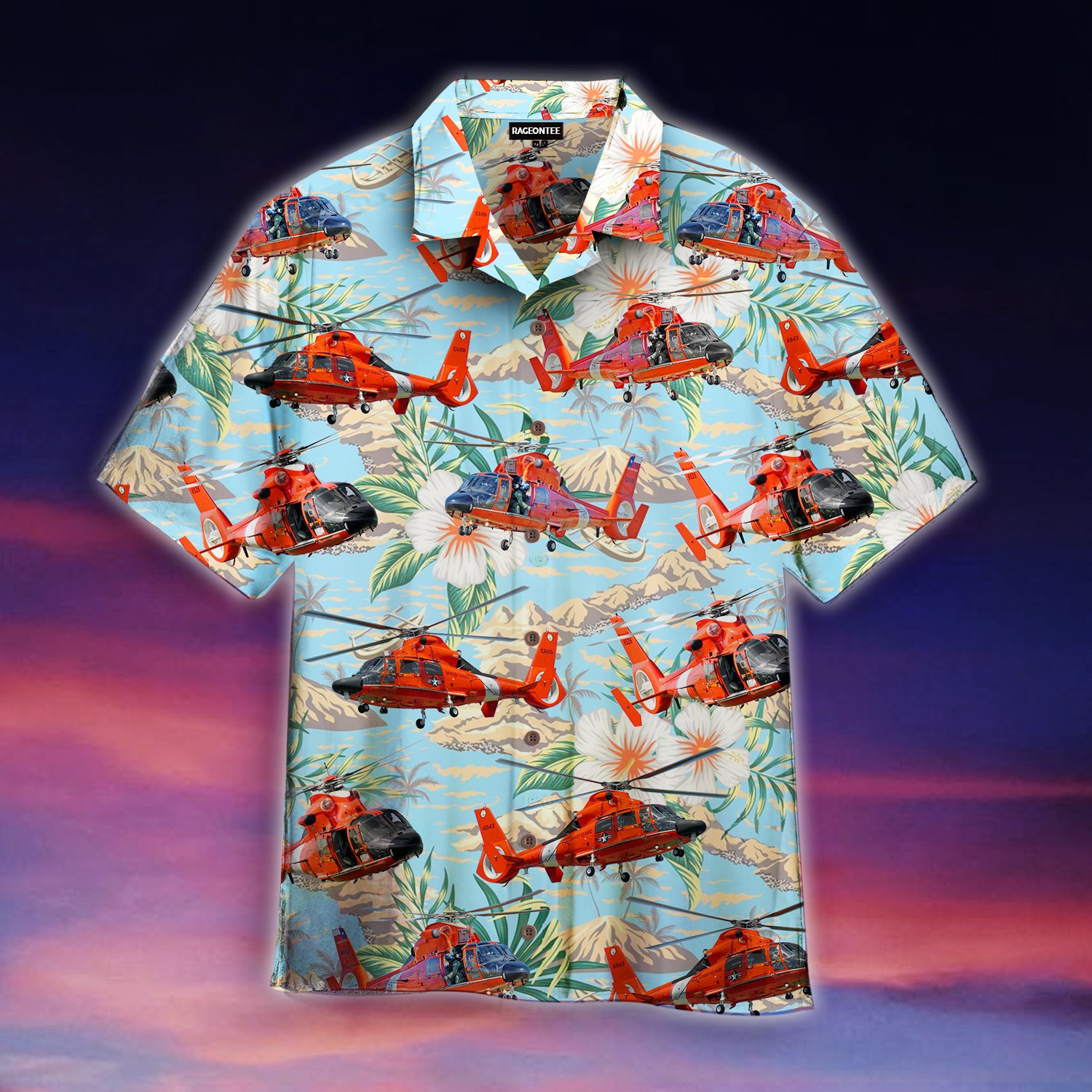 U.S. Coast Guard Helicopter Rescue Swimmer Mh-65 Hawaiian Shirt | For Men & Women | Adult | Wt1003