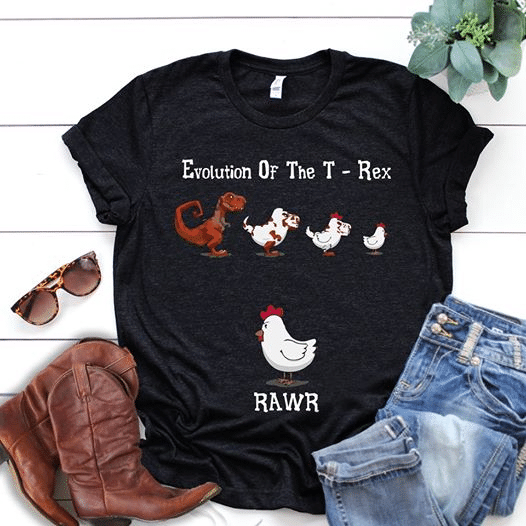 Chickens and dinosaur animals evolution of the T-rex rawr T shirt hoodie sweater G95