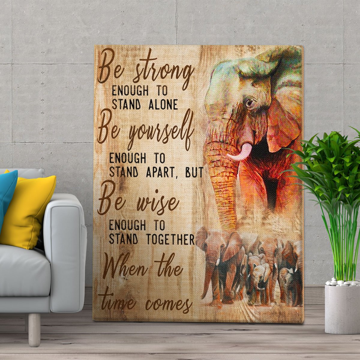 Personalized Elephant Be Strong – Canvas Poster Wall Art