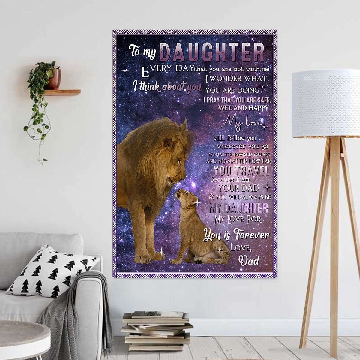 Canvas Painting Lion To My Daughter Everyday That You Are Not With Me Wall Art Home Decor