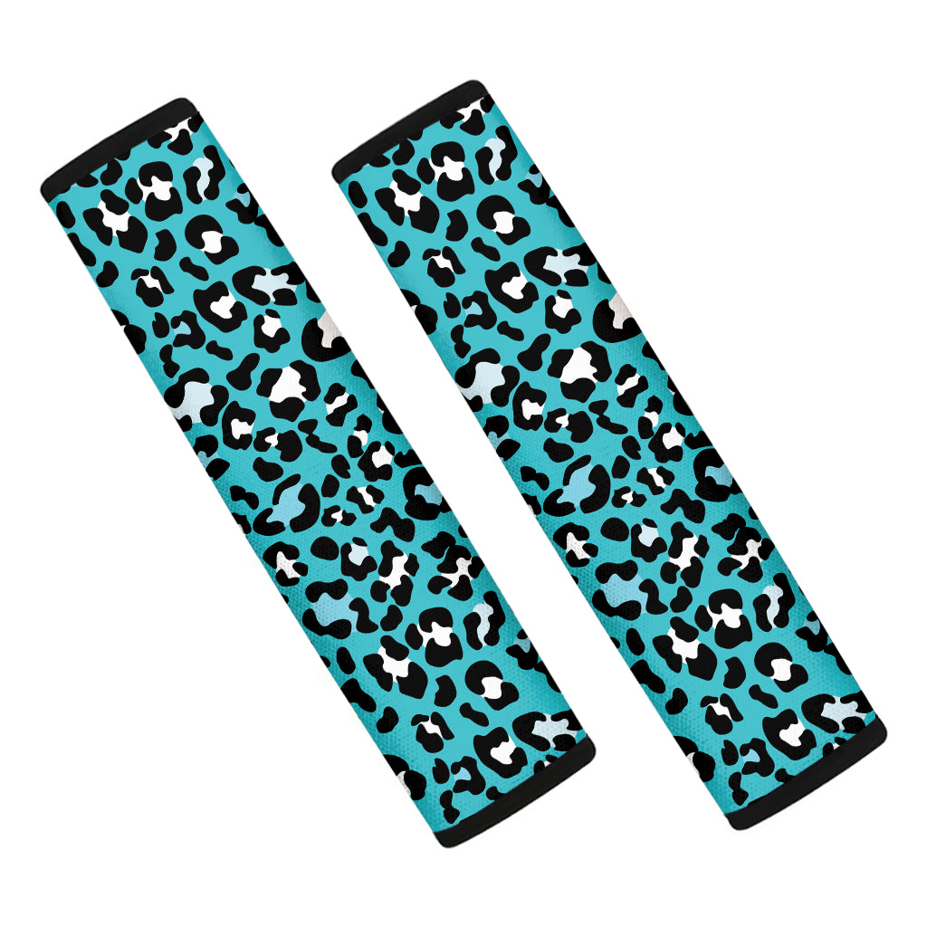 Turquoise Leopard Print Car Seat Belt Covers