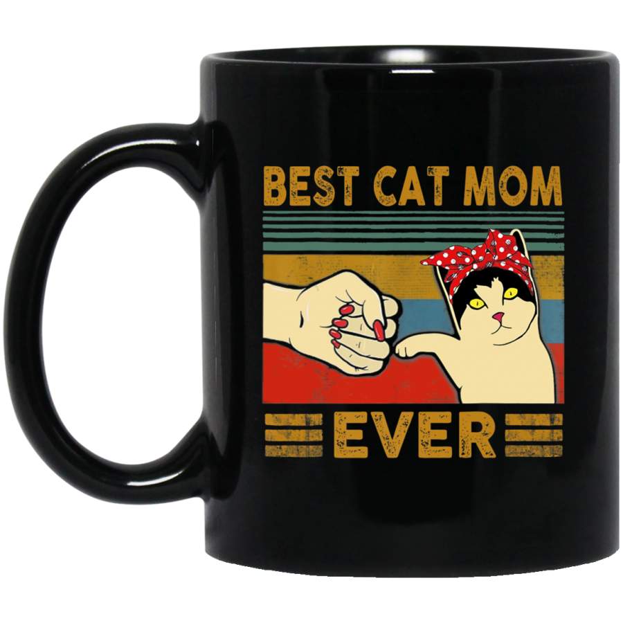 Vintage Best Cat Mom Ever Bump Fit Mothers Day Gifts Black Mug