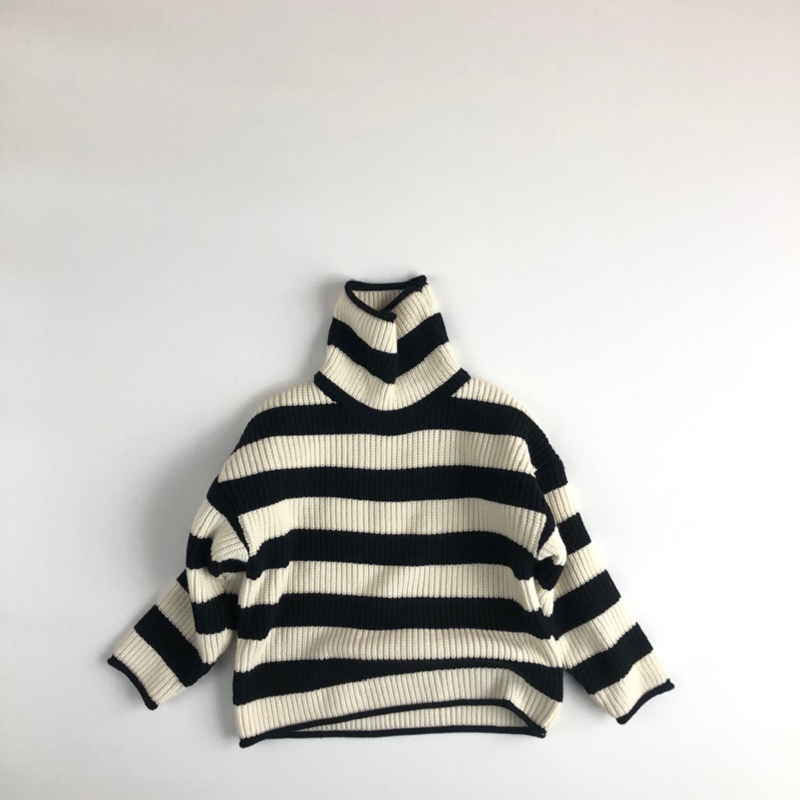 Baby Boy Girl Knitted Turtleneck Sweater Striped Autumn Spring Winter Infant Toddler Child Sweater Pullover Baby Clothes 1-12Y alx