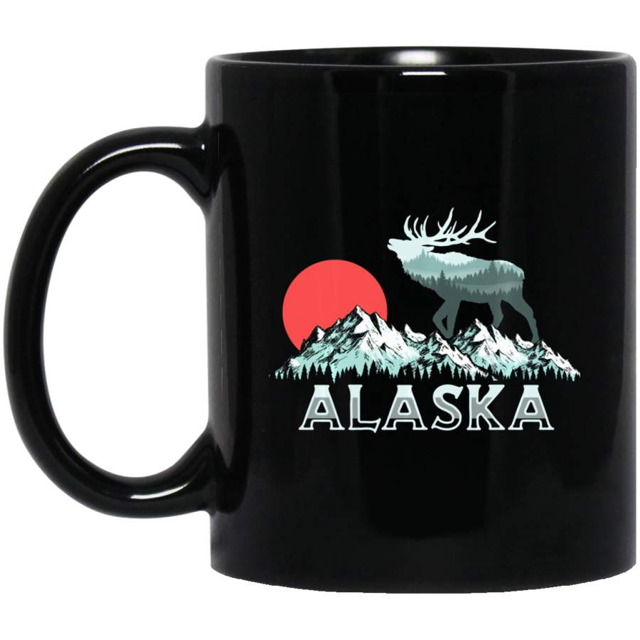 Vintage Alaska Elk Hunter Conservation Retro Graphic Coffee Mug