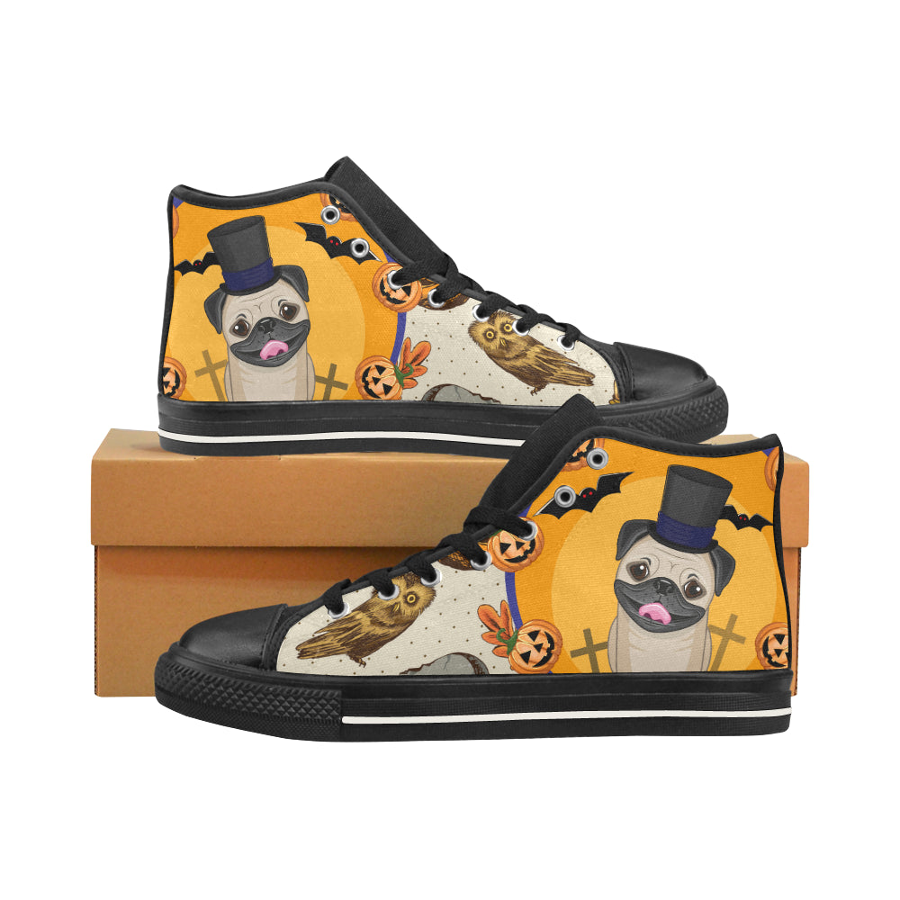 Pug Halloween Black Men’s Classic High Top Canvas Shoes /Large Size