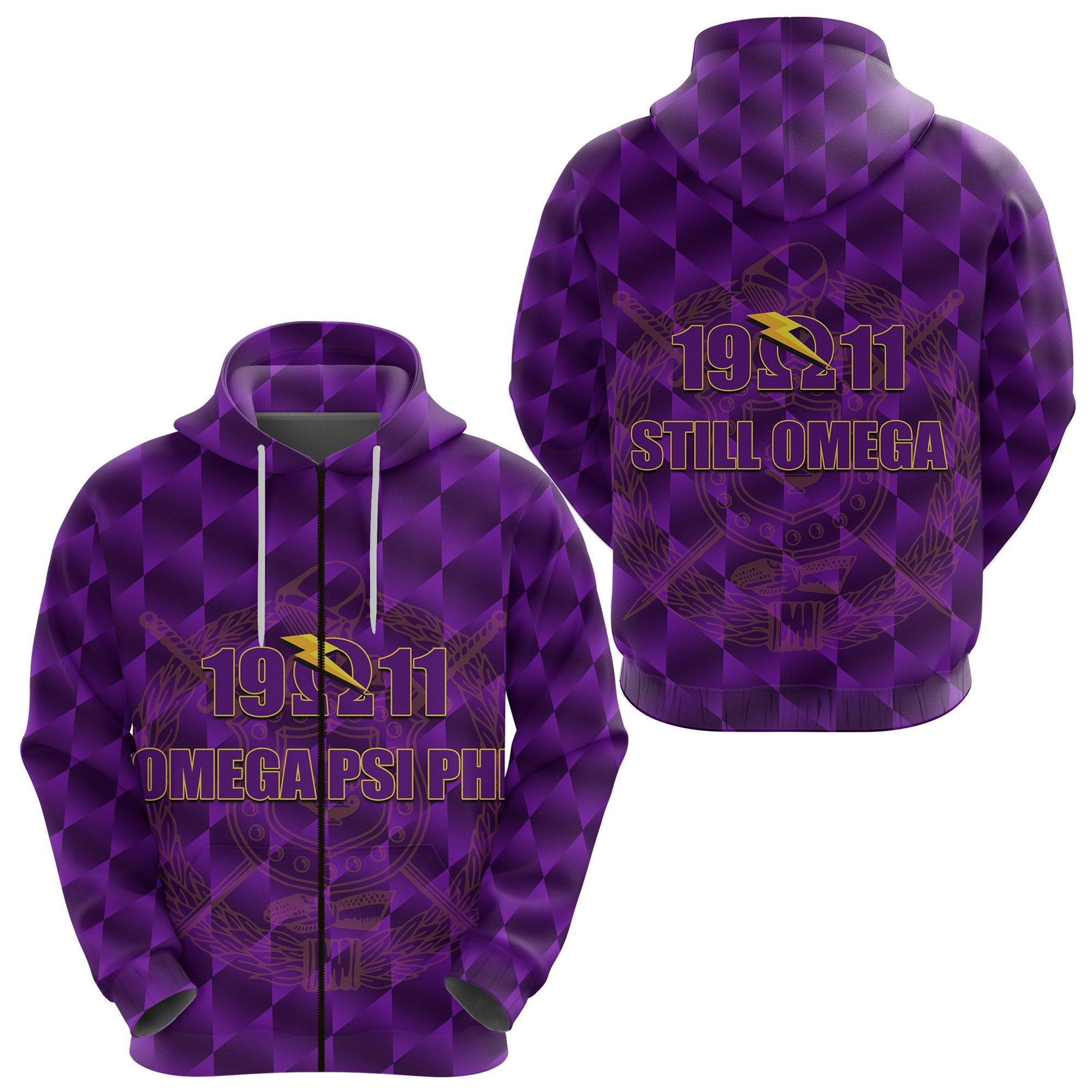 Omega Psi Phi Fraternity Zip Hoodie 1911 Still Omega Lt8