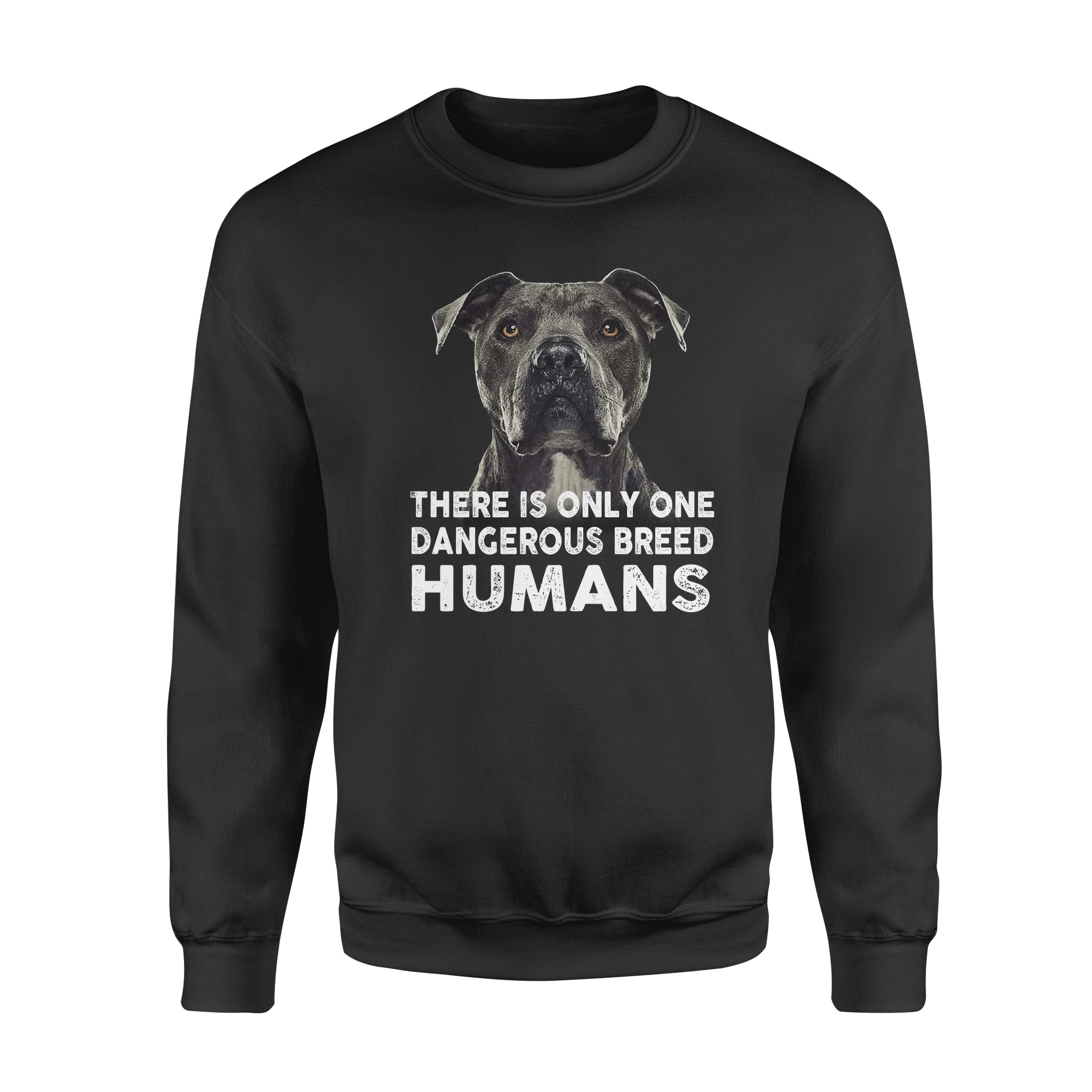 Pitbull There Is Only One Dangerous Breed Humans – Standard Crew Neck Sweatshirt