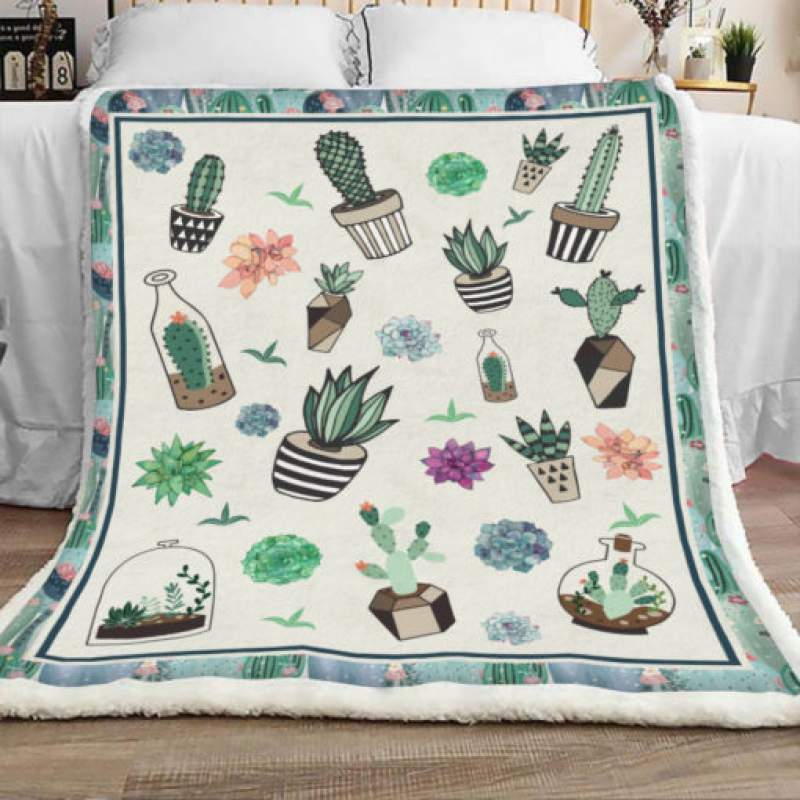 Succulent Sherpa Blanket JR1402 78O42