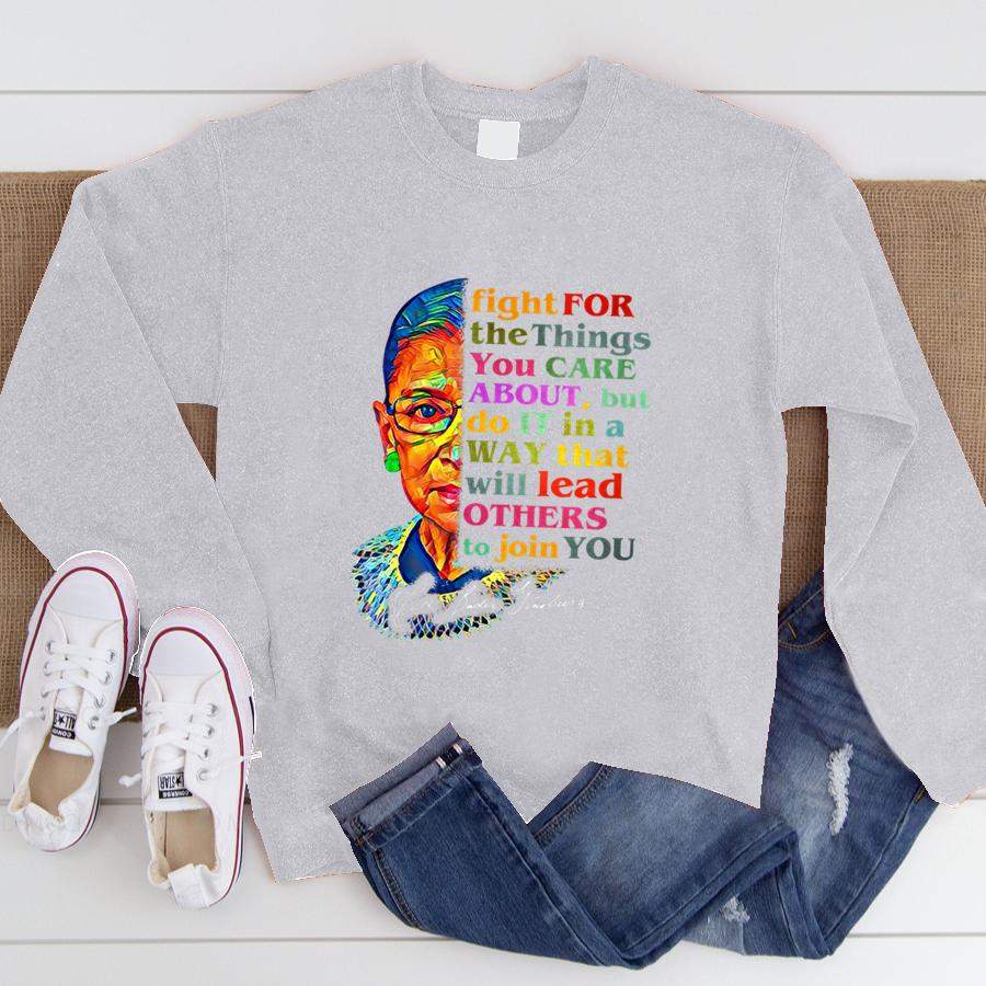 Womens Ruth Bader Ginsburg Fight For The Things You Care About V Neck  Sweatshirt