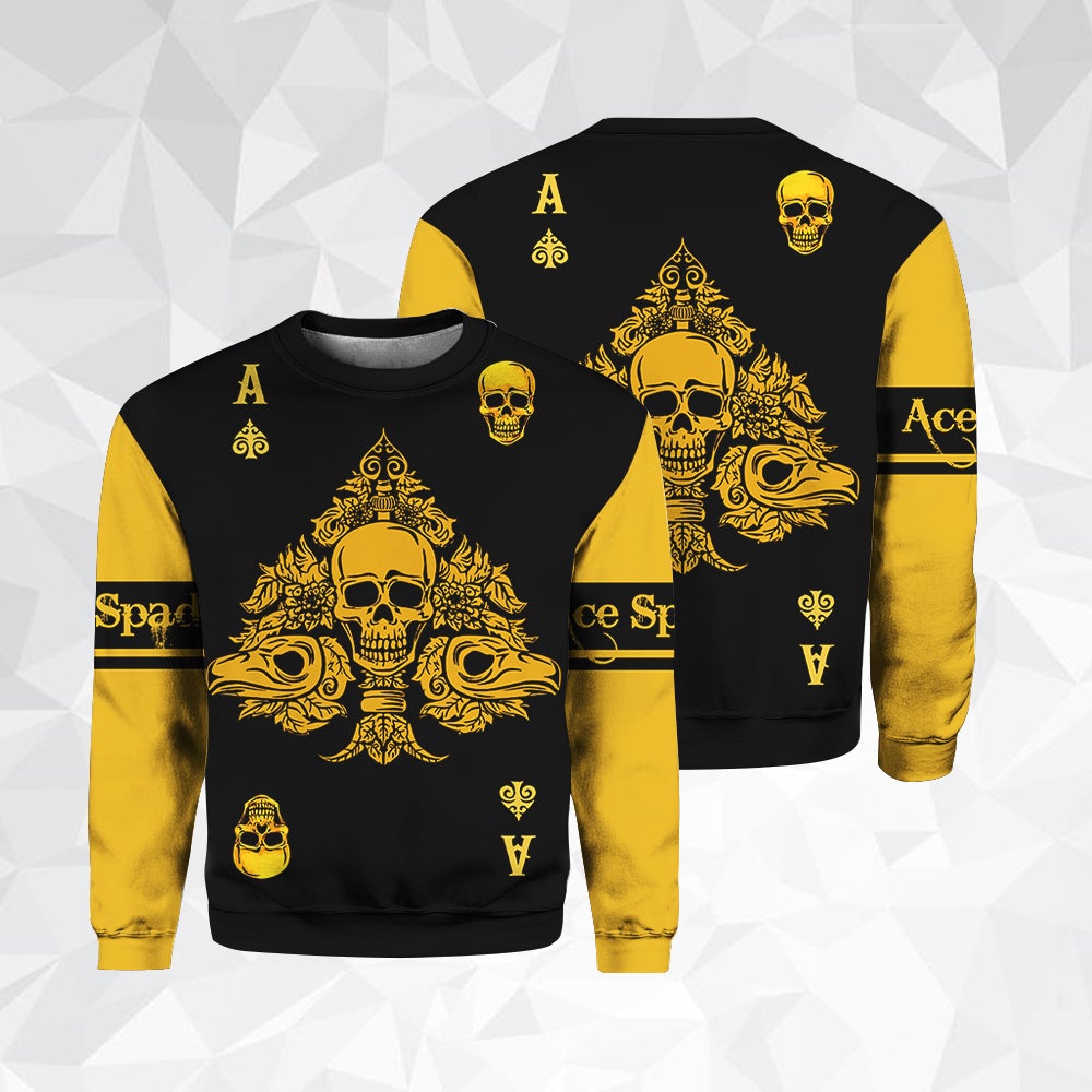 Skull Spade Crewneck Sweatshirt All Over Print Sweatshirt For Women Sweatshirt For Men