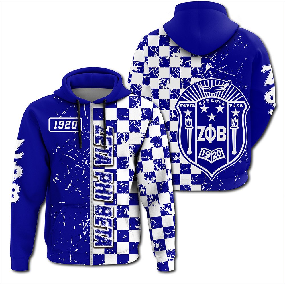 Sorority Hoodie – Zeta Phi Beta Caro Style Zip Hoodie