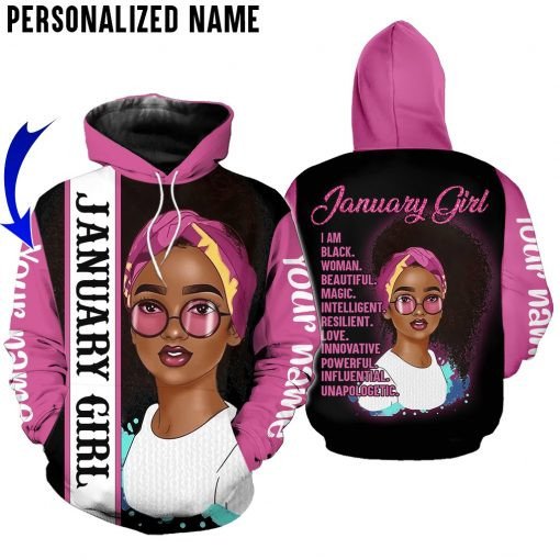 January Afro Black Girl Custom Name & Month Hoodie Or Joggers For Independence Day #Kv
