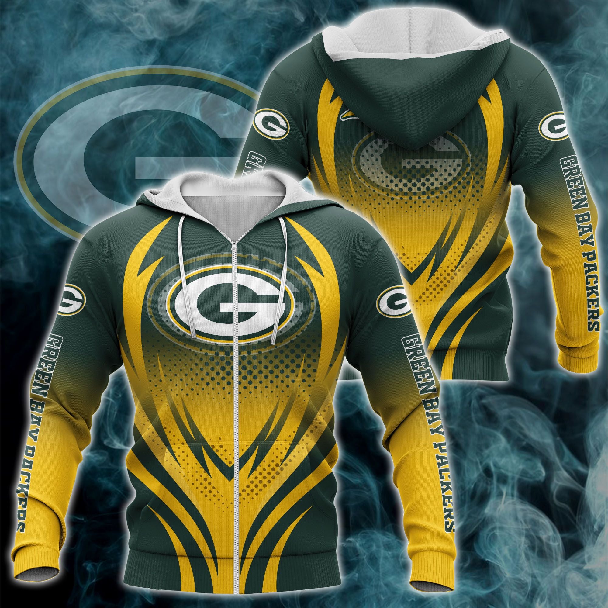 Green Bay Packers Zipper Hoodie 3D Print H04Fs