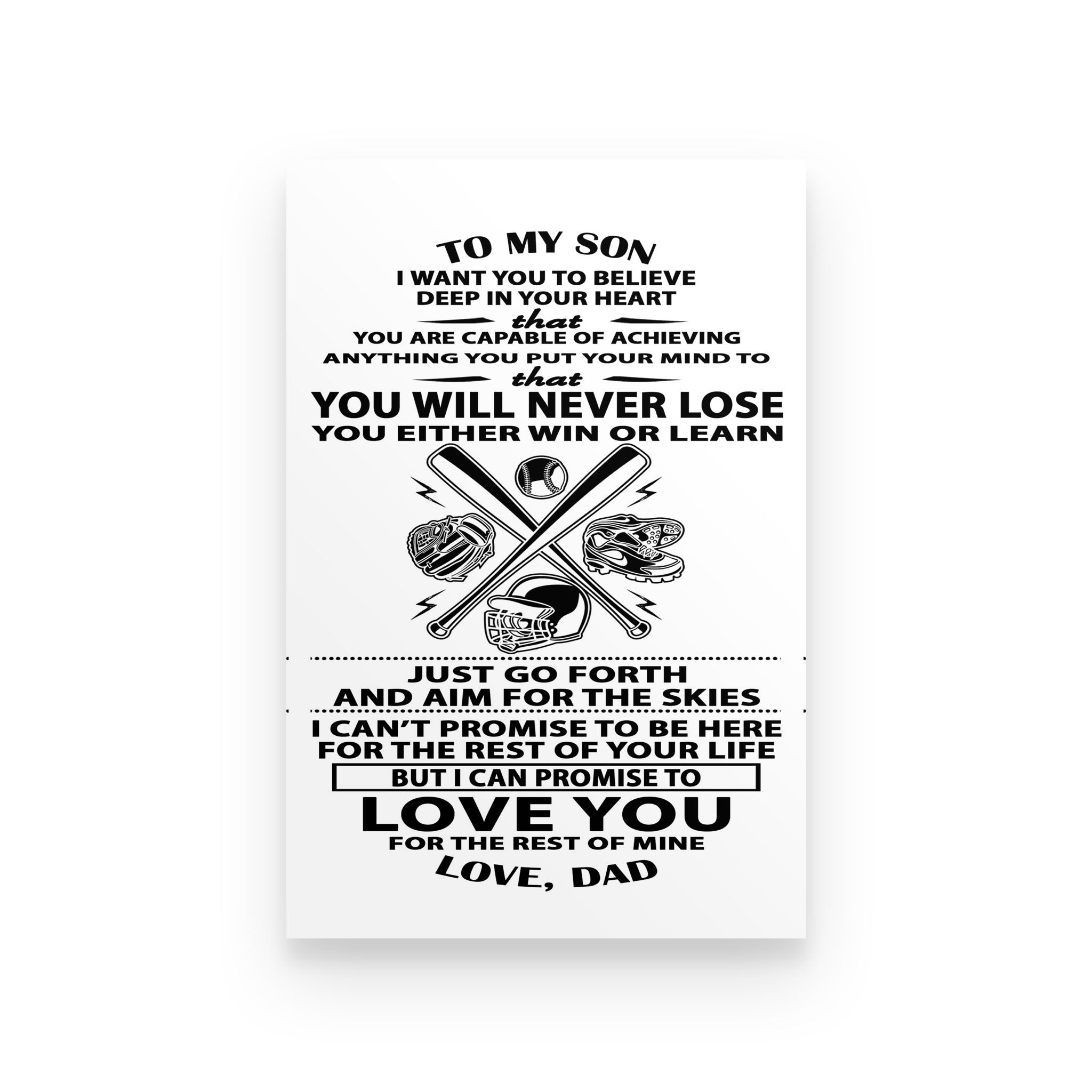 baseball poster dad to son love you for the rest of mine