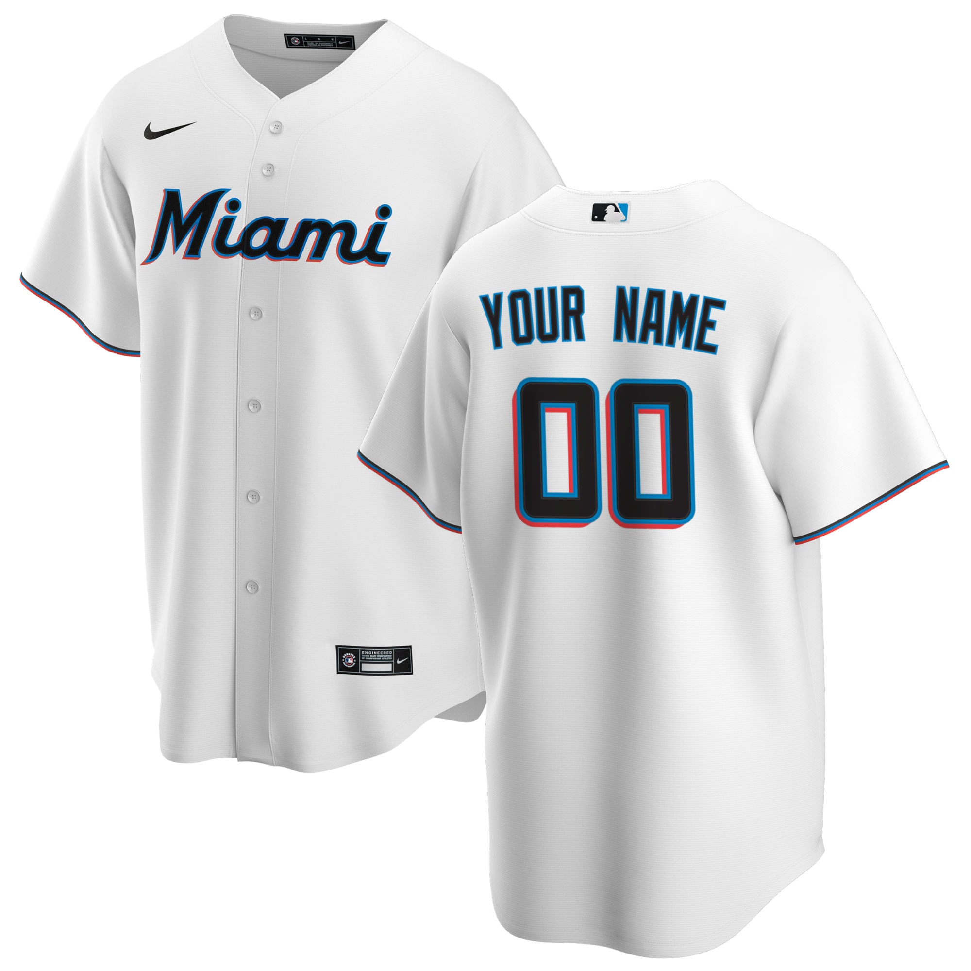 Men’s Miami Marlins White Home Custom Jersey