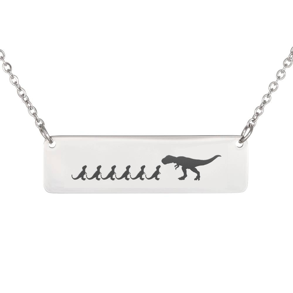 Personalized Mama T-Rex + 6 Baby T-Rexes – Necklace