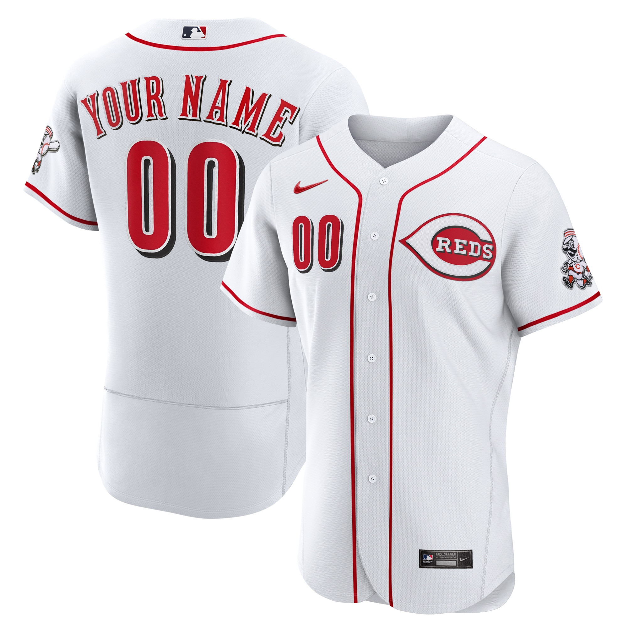 Cincinnati Reds Home Authentic Custom Jersey – White Custom Jerseys MLB