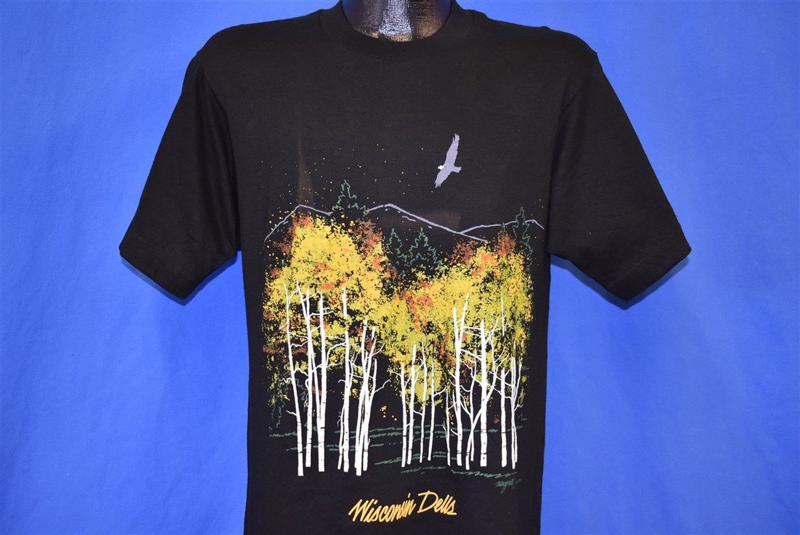 90S Wisconsin Dells Birch Trees Bald Eagle T-Shirt Vintage Tee