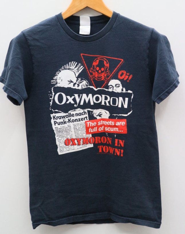 Vintage OXYMORON In Town! German Punk Rock Band Black Tee T Shirt