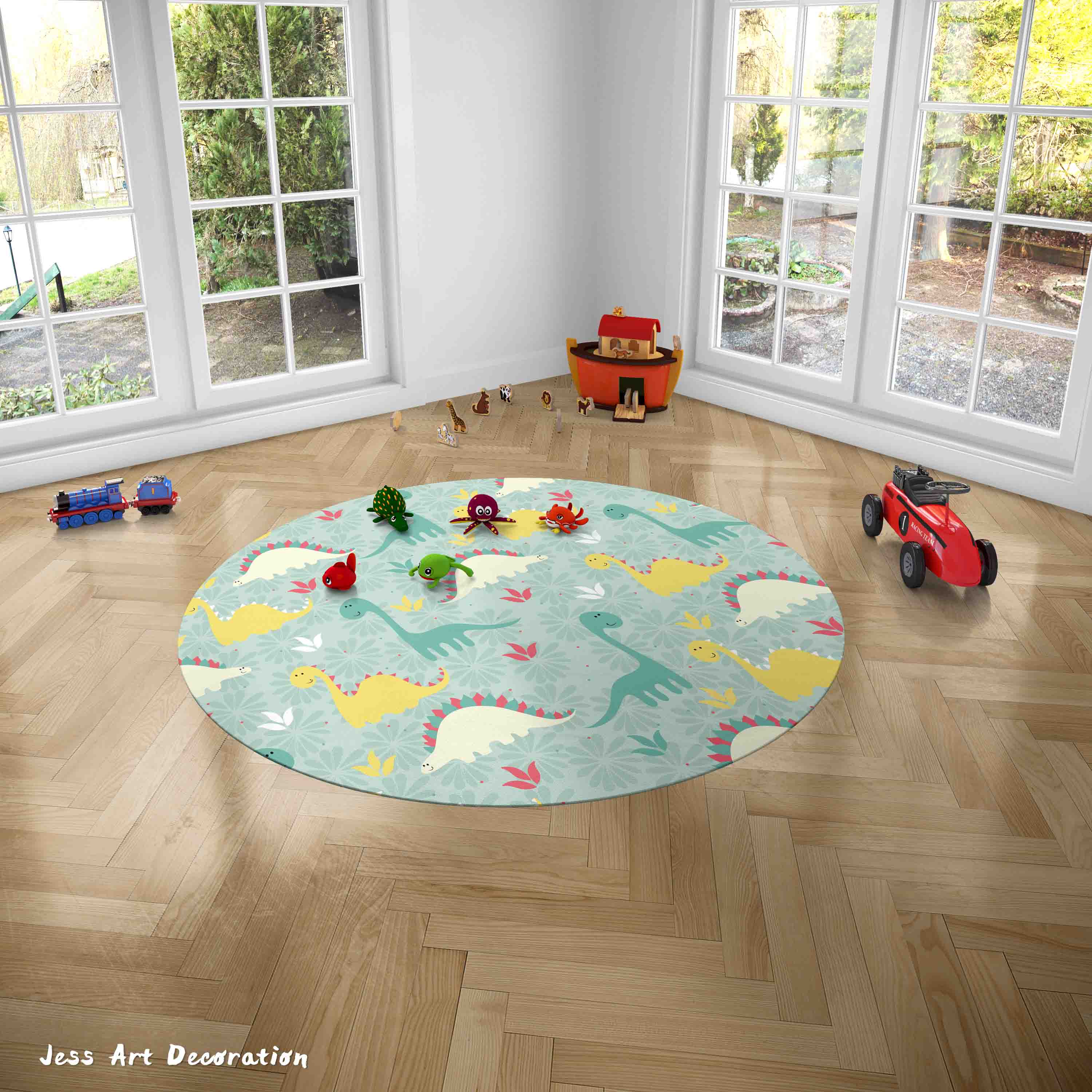 3D Cartoon Animal Dinosaur Kids Non-Slip Round Rug Mat 139