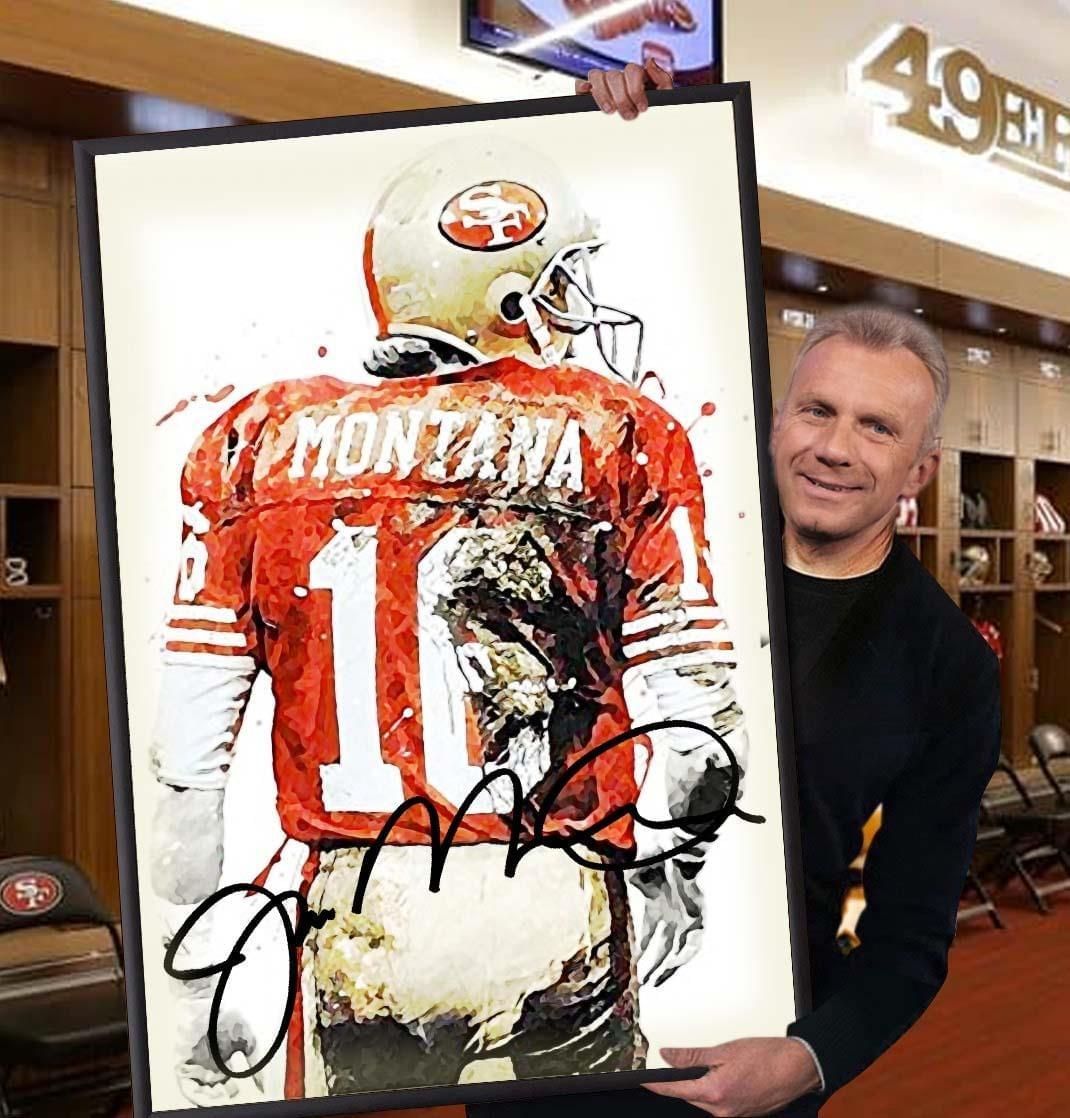 Joe montana signature the comeback kid san francisco 49ers legend for fan poster poster canvas