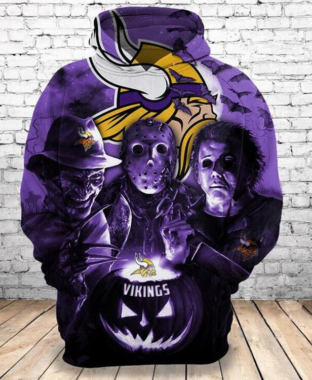 Horror Vikings – Minnesota Vikings 38 Unisex 3D Hoodie Gift For Fans