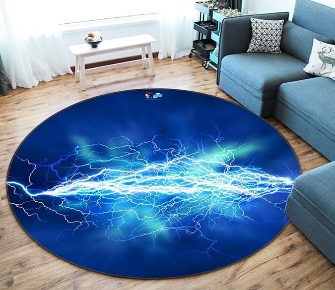 3D Bright Lightning 22 Round Rug – Round Carpet Home Decor