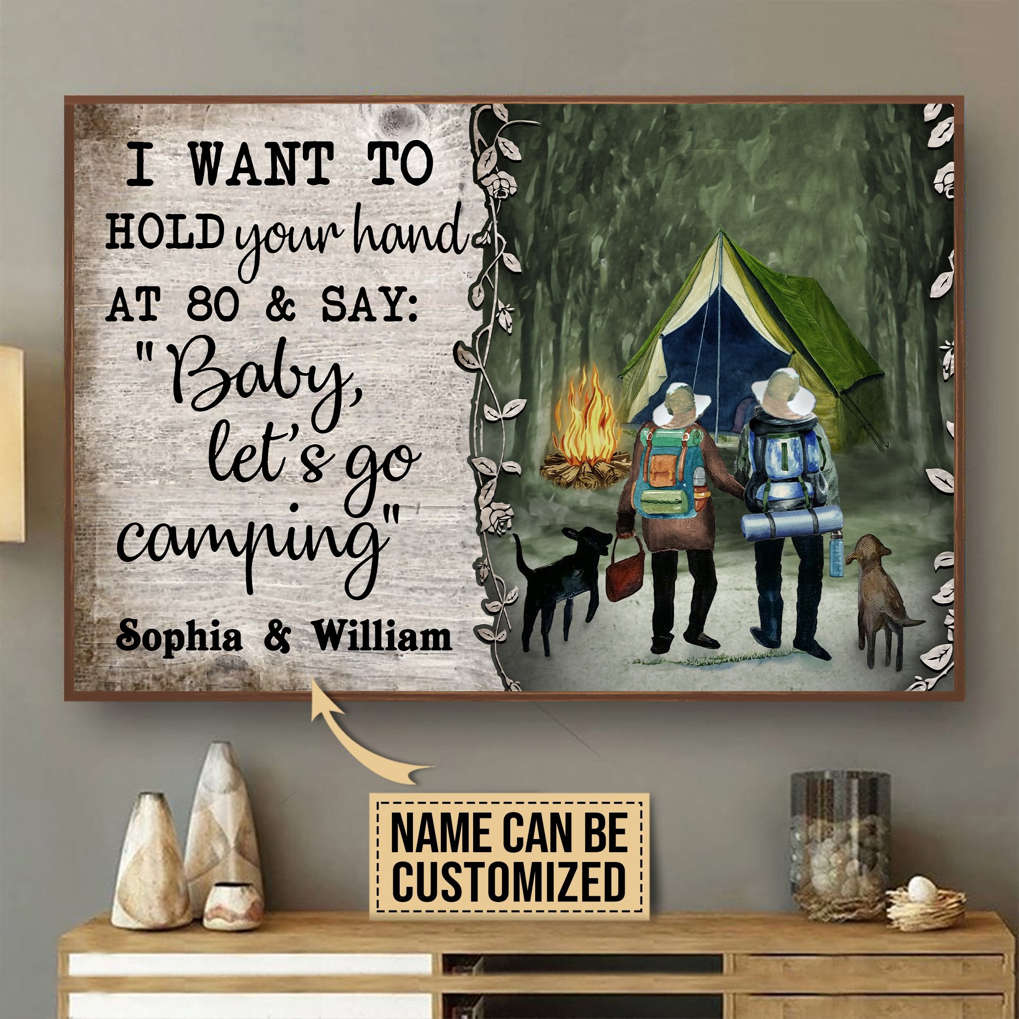 Aeticon Gifts Personalized Camping Tent Package Hold Your Hand Canvas Mom Dad Gift Home Decor