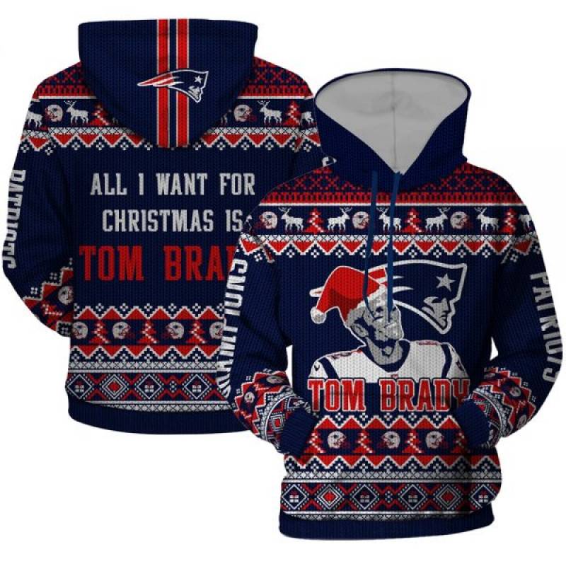 New England Patriots All I Want For Christmas Is Tom Brady Ugly Christmas Sweater/Hoodie