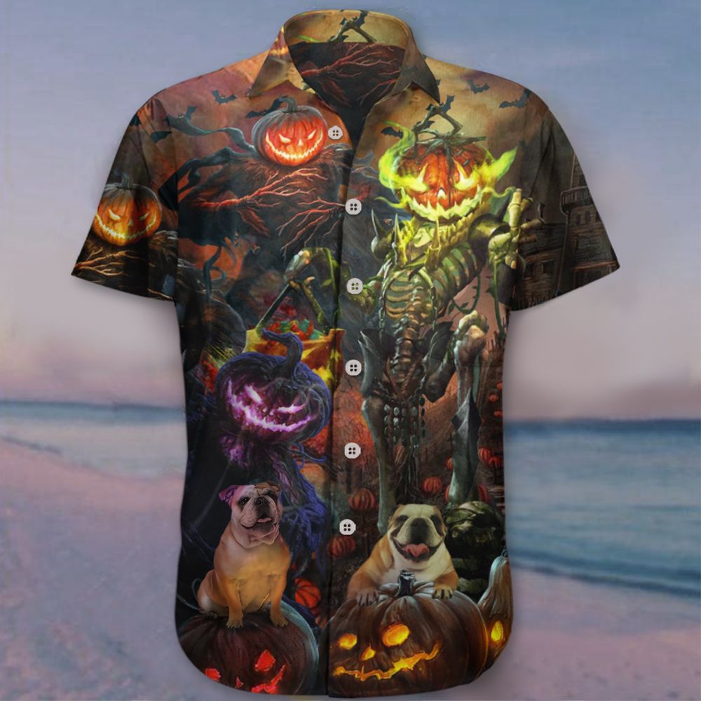 Bulldog Pumpkin King Halloween Hawaii Shirt Dog Graphic Tee Teacher Gift Ha27750