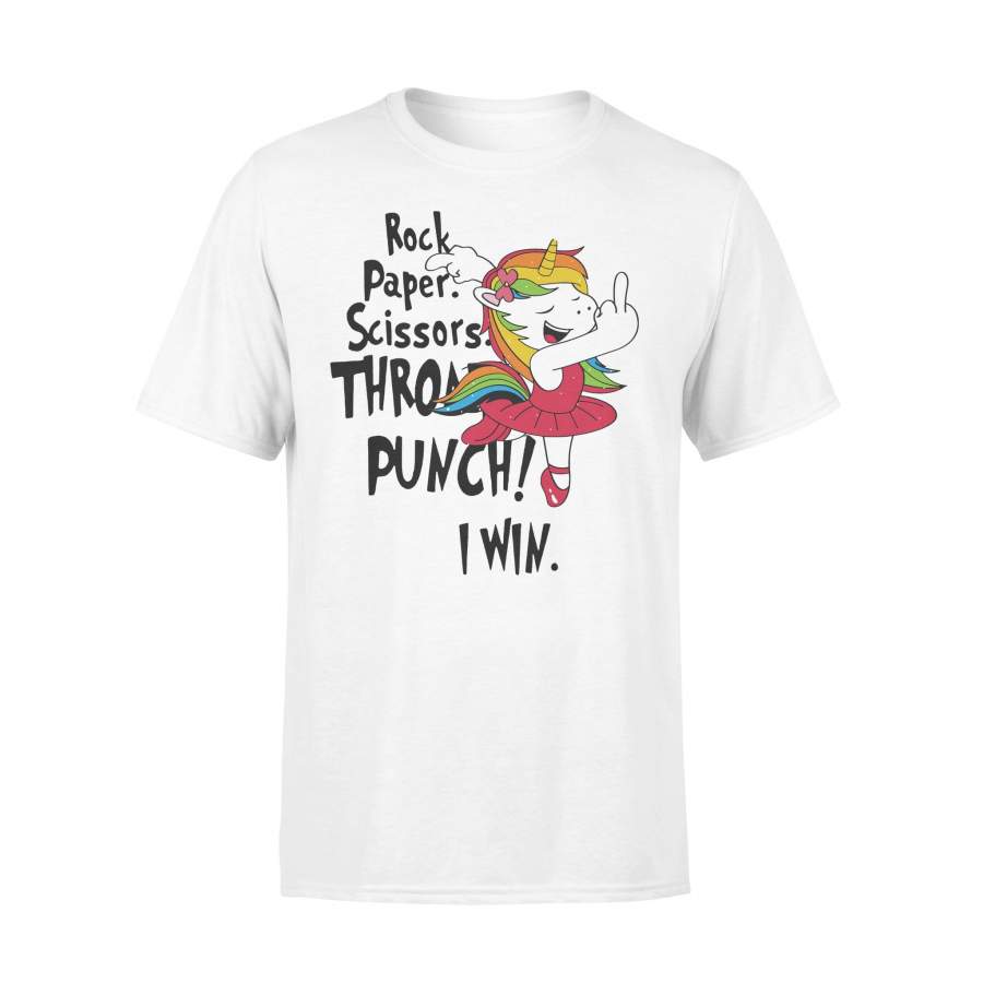 Unicorn Rock Paper Scissors Throat Punch I Win T-Shirt