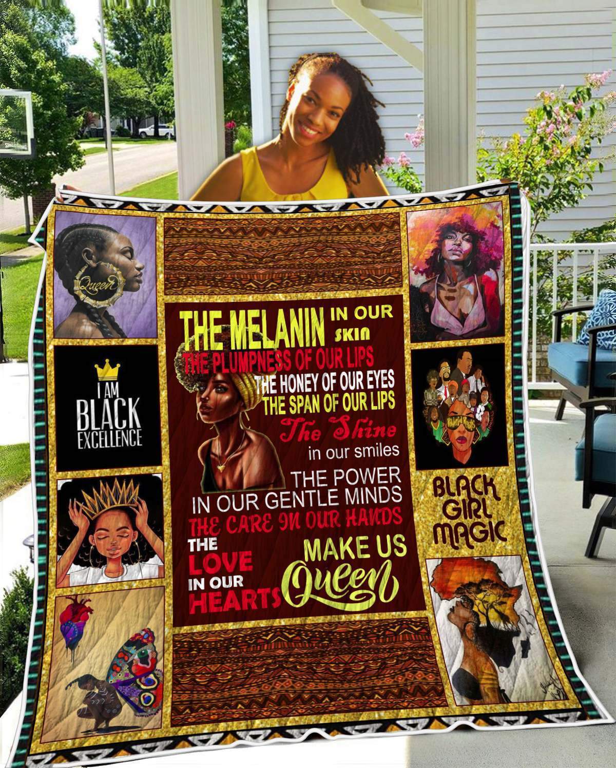 The Melanin Make Us Queen Quilt Blanket