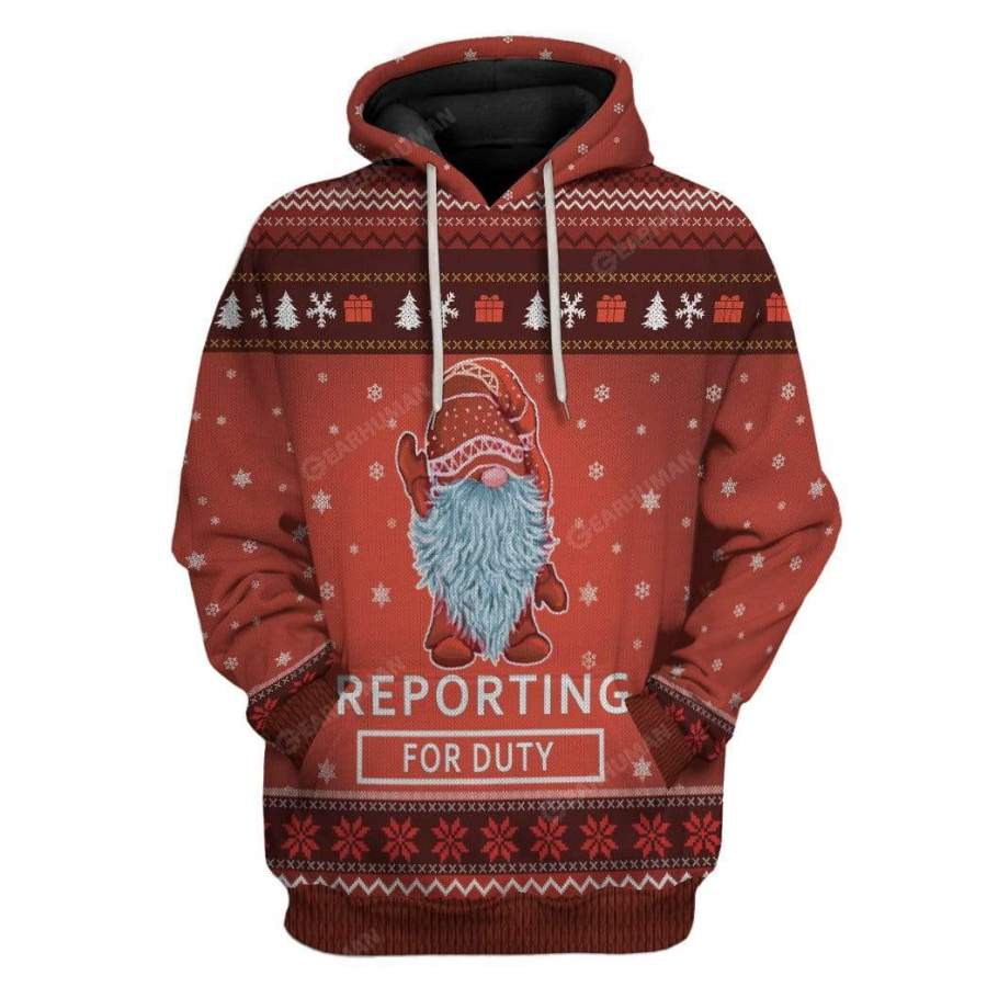 Ugly Christmas Reporting For Duty Hoodie Tshirt Apparel