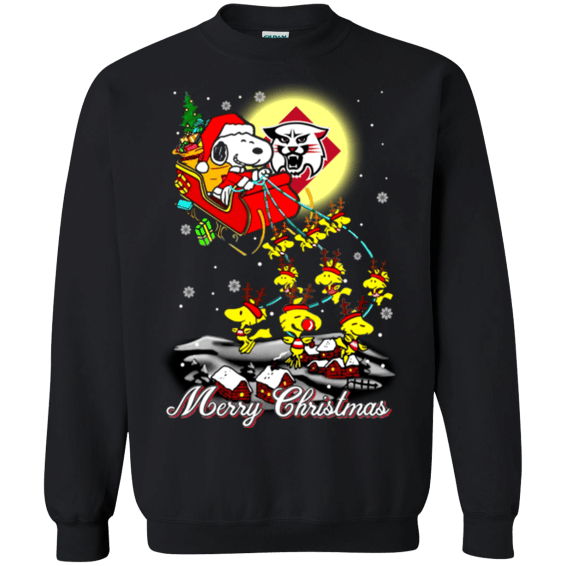 Ultimate Davidson Wildcats Snoopy Ugly Christmas Sweaters Santa Claus With Sleigh Sweatshirts