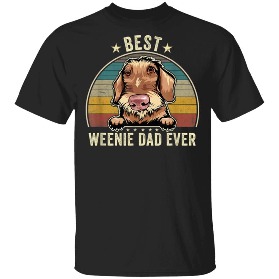 Mens Vintage Long Haired Dachshund Gifts Best Weenie Dad Daddy TShirt