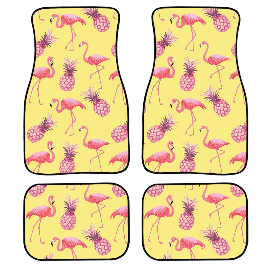 Pineapple And Flamingo Pattern Print Front And Back Car Floor Mats, Front Car Mat