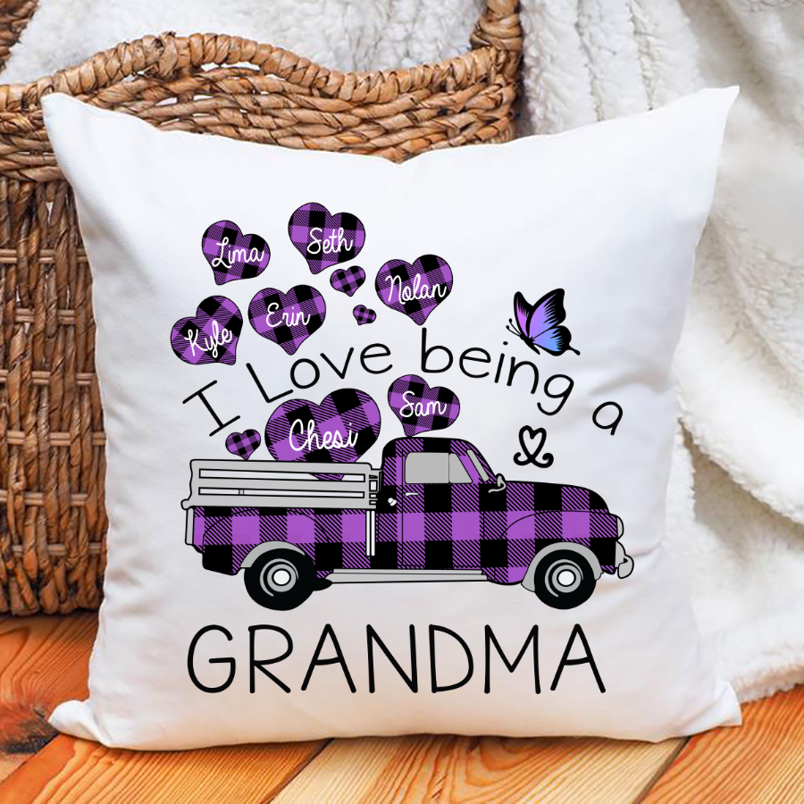 I Love Being A Grandma Truck Purple Pillow