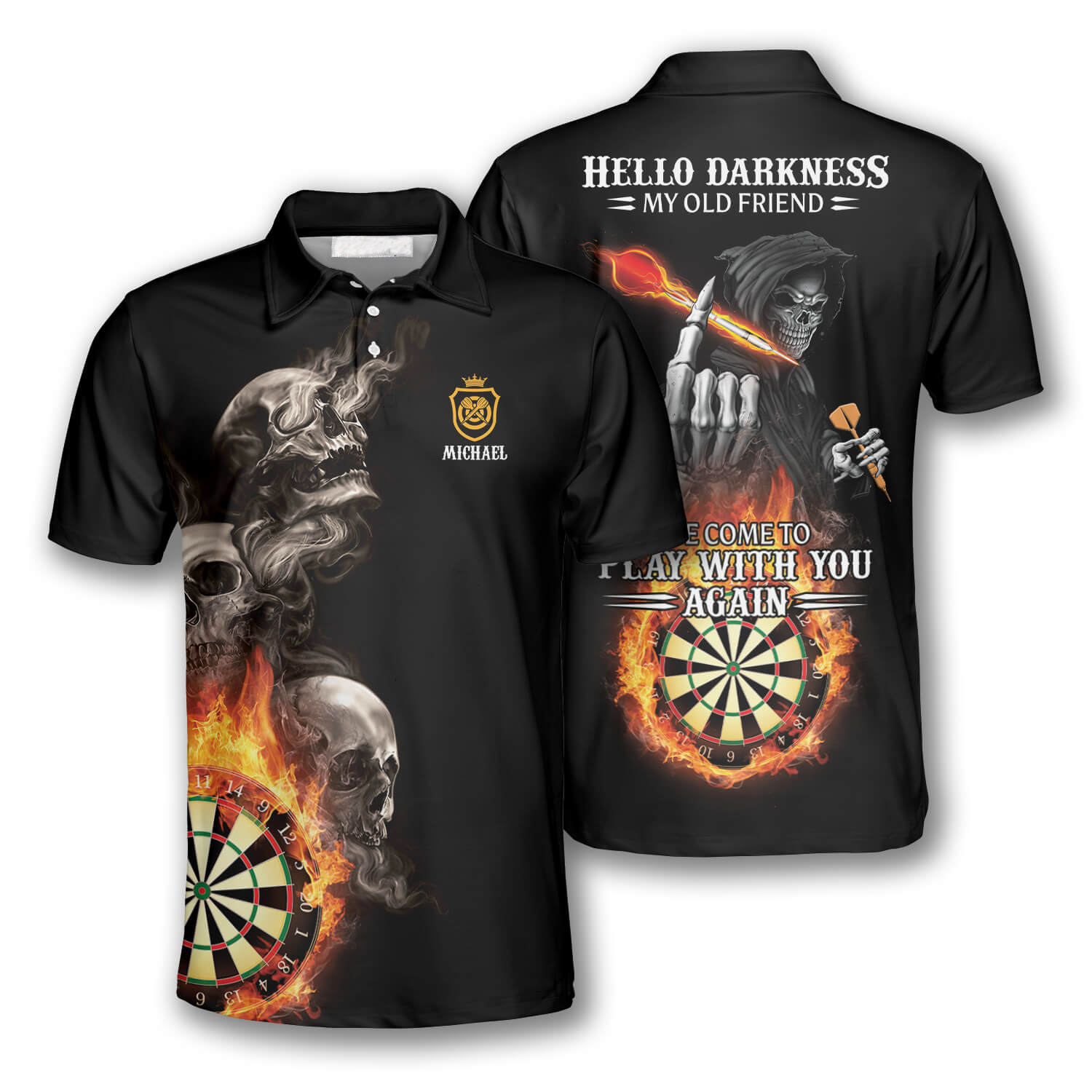 Darts Hello Darkness My Old Friend Custom Darts Shirts For Men, Dart Fire Shirt