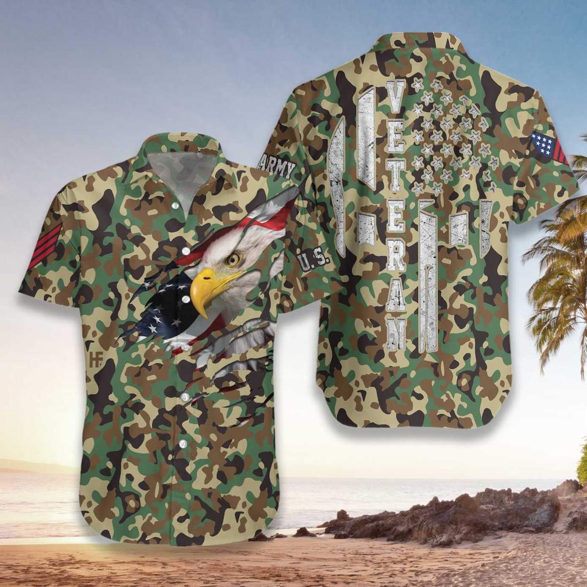 Veteran Proud Us Woodland Camouflage All Over Printed Hawaiian Shirt Ha18162