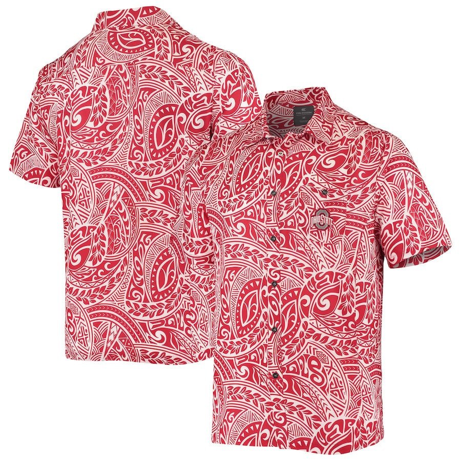 Ohio State Buckeyes Scarlet Make Like A Tree Camp Hawaii Shirt Ha42381