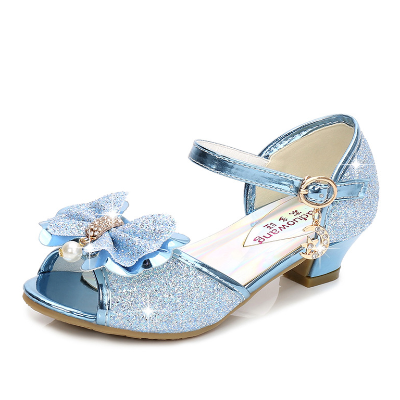 5 Colors Children Princess Sandals Kids Girls Wedding Shoes High Heels Dress Shoes Bowtie Gold Pink Blue Silver Shoes For Girls alx