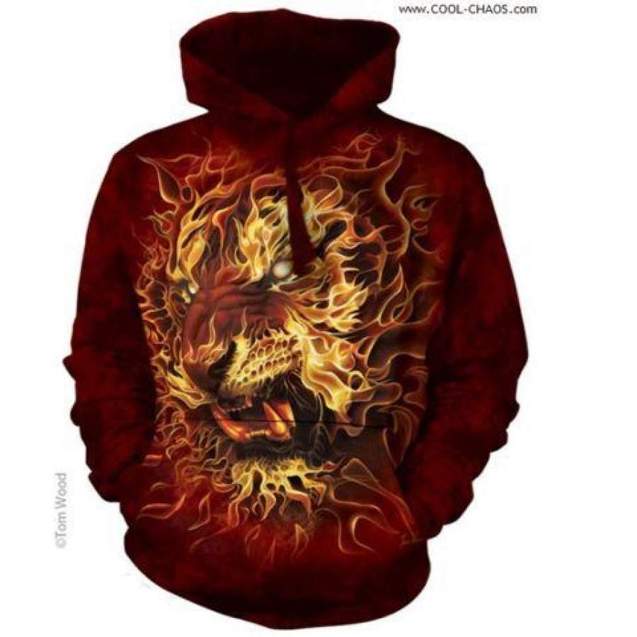 Tribal Tattoo Fire Tiger Hoodie / Tie Dye Hoodie