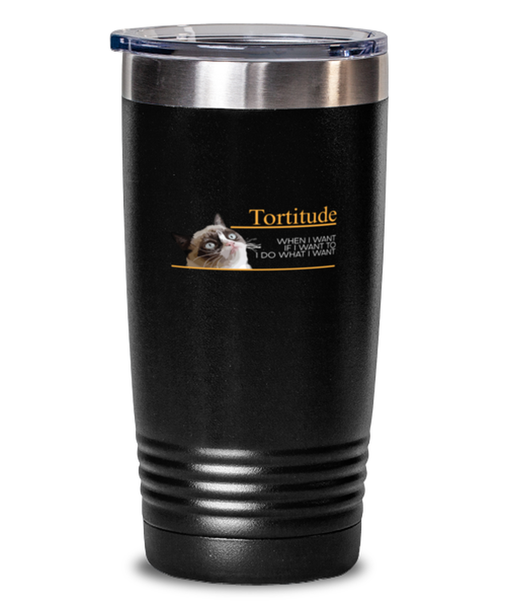 20 Oz Tumbler Stainless Steel Insulated  Funny Tortitude Kitten Cat Lover Per