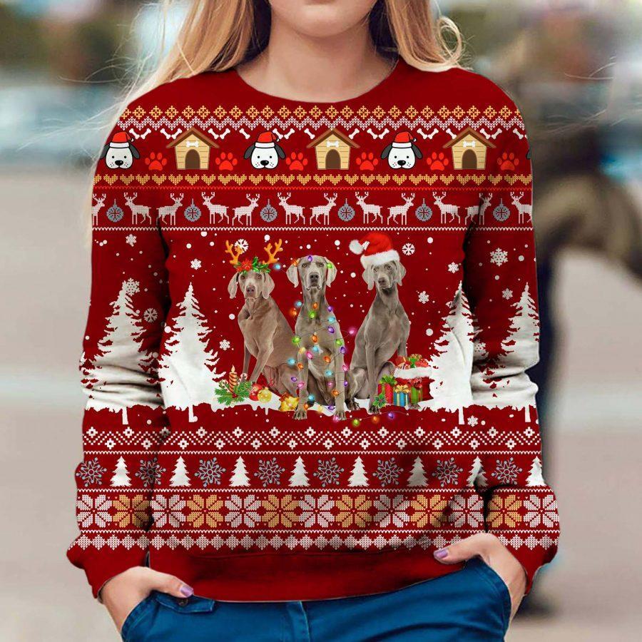 Weimaraner Christmas – Ugly Christmas Sweatshirt – 3D Sweatshirt