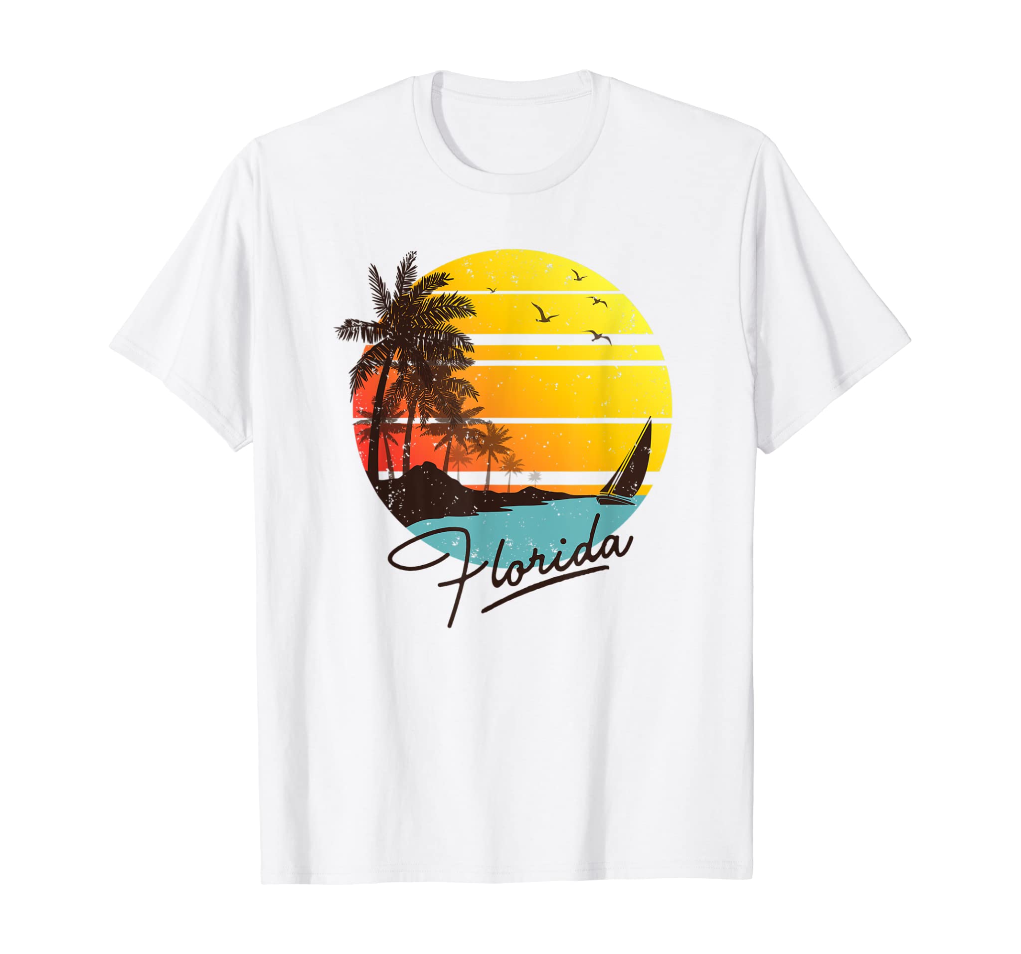 Florida Sunshine State Retro Summer Tropical Beach T-shirt