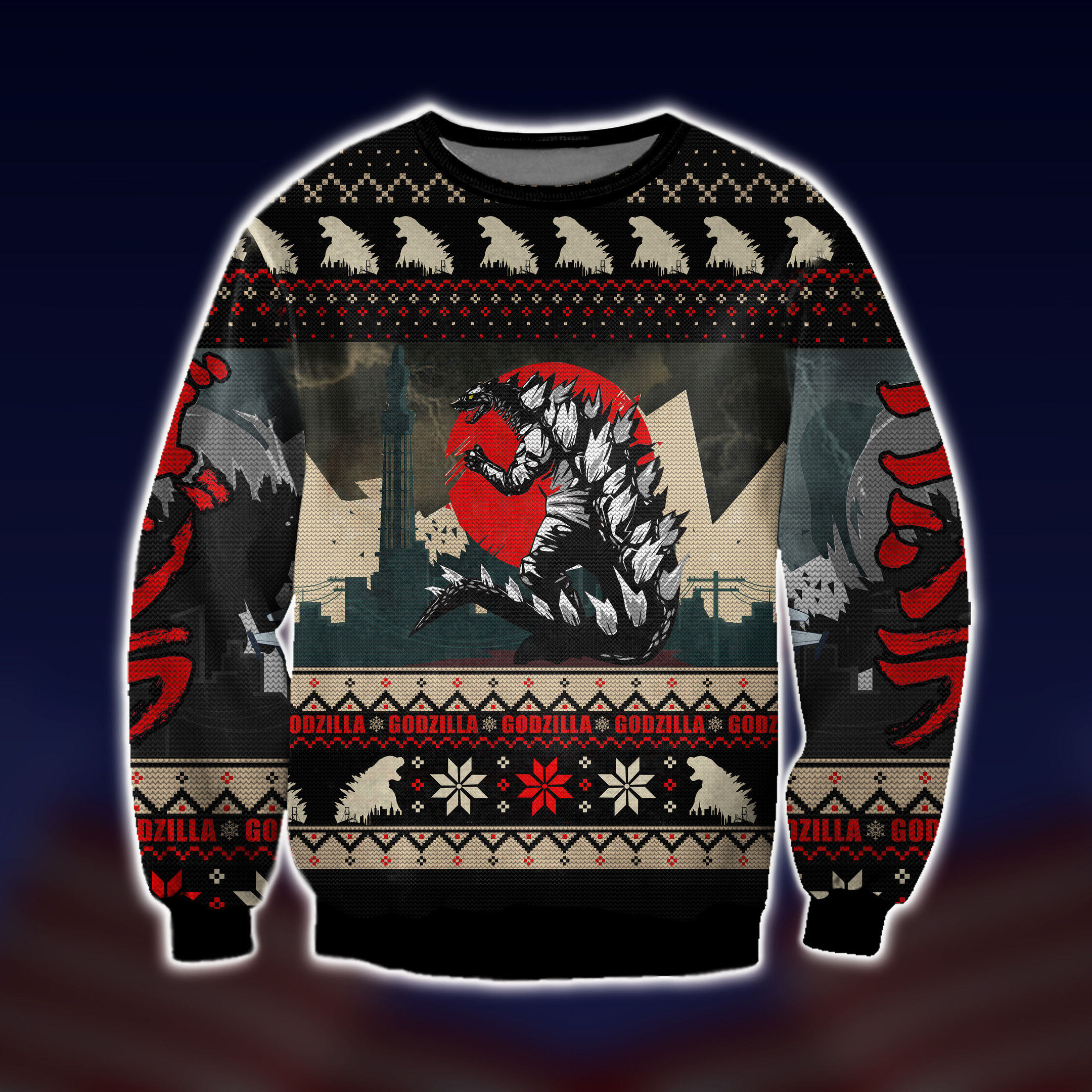 Godzilla Movie Ugly Christmas Sweater