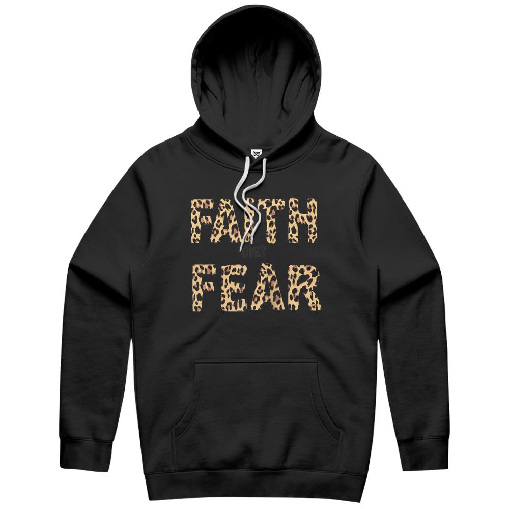 Faith Over Fear Shirt, Faith Over Fear Hoodie, Faith Over Fear Leopard Letters Christian Faith Cross Hoodie