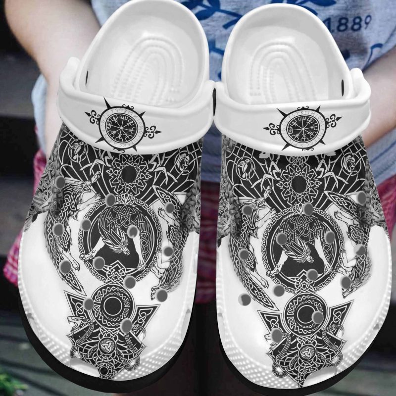 Best Wolf Art Shoes – Spider Compass clog Gifts For Birthday